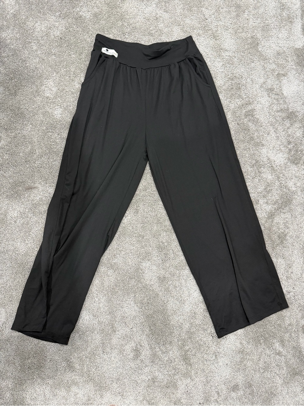 Black Wide Leg Pull-On Pants